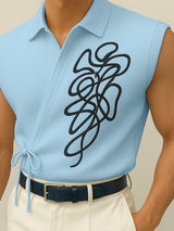 Men's Asymmetrical Placket Tie Casual Tank SKUL15370