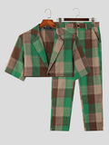 Mens Plaid Casual Blazer Two Pieces Outfits SKUK25724