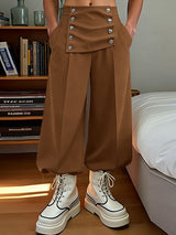 Men's Solid Color Double Breasted Wide Leg Pant SKUL46010