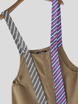 Men's Striped Tie Patchwork Jumpsuit SKUL50133