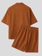 Men's Vintage Casual Corduroy Textured Two Pieces Outfit SKUL69690