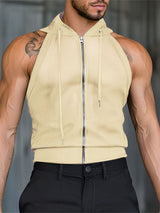 Mens Solid Color Sheer Mesh Hooded Tank SKUL10706