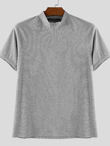 Men's Texture Half Zip Short Sleeve T-Shirt SKUL35294