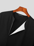 Mens Contrast Split Collar Short Sleeve T-Shirt SKUK05911