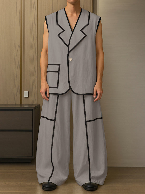 Men's Contrast Stripe Casual Two Pieces Outfit SKUL20995