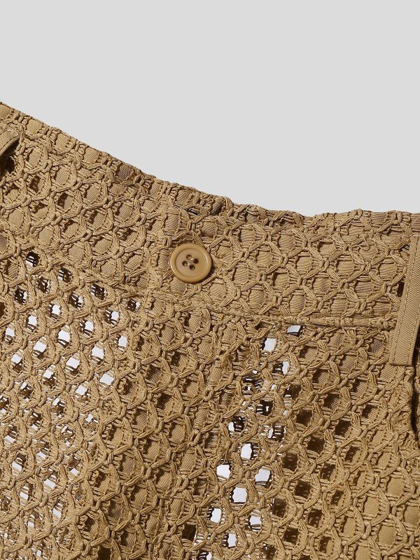 Men's Avant-Garde Crochet Open-Knit Slim Cropped Booty Denim-Style Short SKUL71351