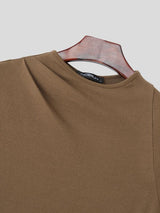 Men's Solid Color Asymmetric Hem Short Sleeve T-shirt SKUL60958