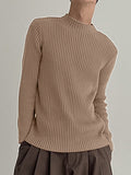 Mens Solid Rib-Knit Long Sleeve Sweater SKUK33374