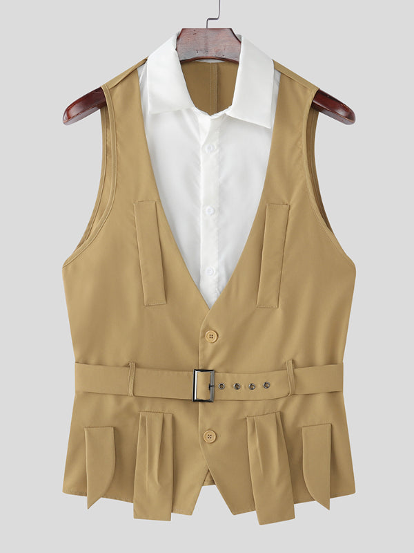 Men's Colorblock Casual Sleeveless Shirt SKUL21127