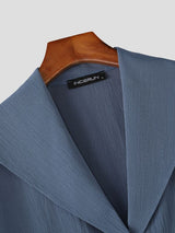 Men's Minimalist Resort Wide Collar Asymmetrical Hem Two Pieces Outfit SKUL74891