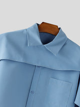 Men's Solid Color Shawl Patchwork Wide Sleeve Shirt SKUL28260