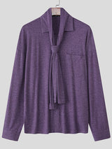 Men's Tie Strap Knit Long Sleeve Shirt SKUL37297