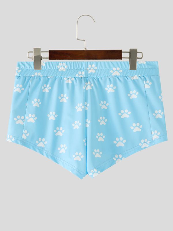 Men's Playful Paw Print High-Stretch Booty Short SKUL75691