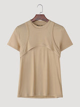 Men's Faux Two-Piece Versatile Stretch Short Sleeve T-Shirt SKUL35292