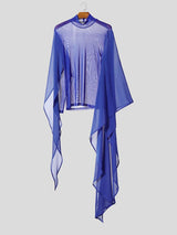 Men's Deconstructed Sheer Mesh Patchwork Long Sleeve T-Shirt SKUL37667