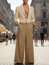 Men's Casual Contrast Color Long Sleeve Jumpsuit SKUL48607