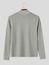 Men's Smart Chic Daily Commute Side Slanted Placket Metallic Button Slim T-shirt SKUL84771