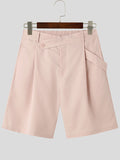 Mens Solid Button Design Casual Shorts SKUK20564