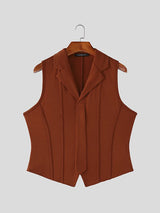Men's Avant-Garde Asymmetric Notch Lapel Integrated Tie Deconstructed Tank SKUL63097