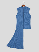 Men's Avant-Garde Asymmetrical Hem Diagonal Zipper Tank SKUL60129