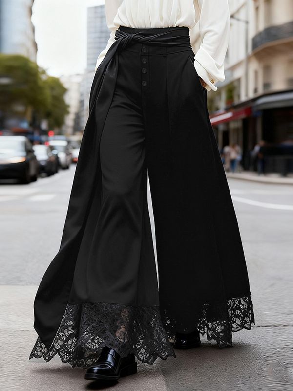 Men's Lace Patchwork Twisted Knot Pant SKUL46125