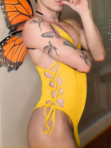 Men's Solid Color Lace Up Bodysuit SKUL45412