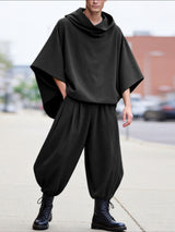 Men's Solid Color Hooded Neck Scarf Two Pieces Outfit SKUL42297