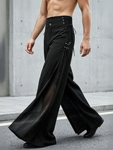 Men's Sheer Mesh Patchwork Casual Long Pant SKUL57876