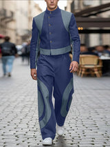 Men's Contrast Color Casual Two Pieces Outfit SKUL41380