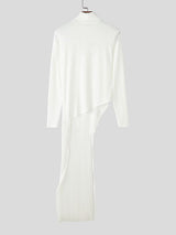 Men's Sheer Mesh Patchwork Knitted High Neck Long Sleeve T-shirt SKUL43804