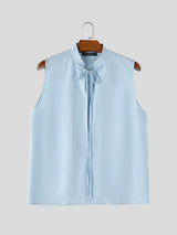 Men's Avant-Garde Neo-Chinese Open-Slit Tie-Front Mandarin Collar Tank SKUL75616