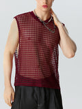 Mens Lace Jacquard V-Neck Sleeveless Vest SKUK14244