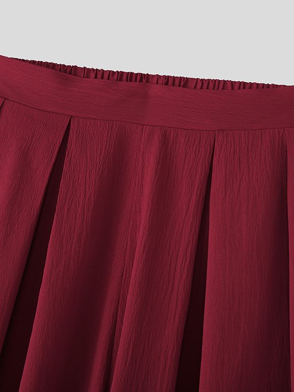 Men's Solid Pleated Loose Casual Pant SKUL36328