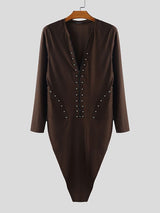 Men's Deconstructed Bead Patchwork Long Sleeve T Shirt SKUL31954