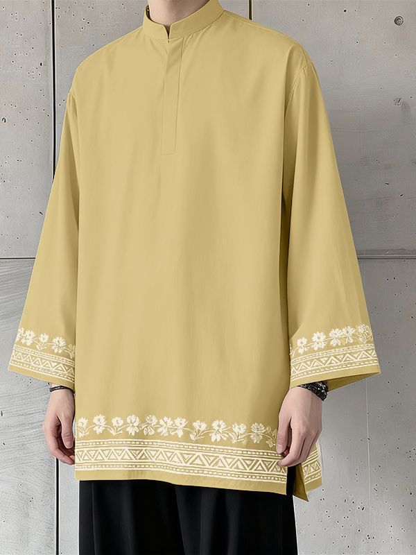 Men's Floral Print Long Sleeve Shirt SKUL48861