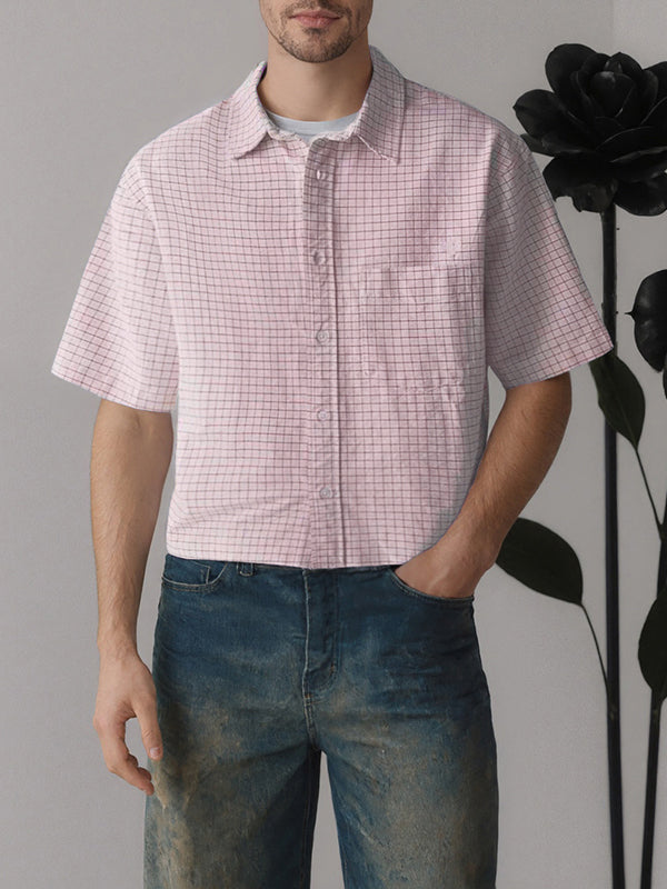 Men's Solid Color Textured Short Sleeve Shirt SKUL20269
