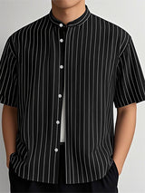 Mens Casual Striped Short Sleeve Shirt SKUL17984