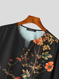 Mens Floral Print Notched Neck Shirt SKUK28465