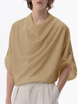 Mens Solid Color Draped Neck Casual T-Shirt SKUL13924