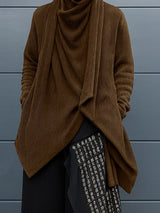 Men's Solid Ribbed Stacked Collar Long Sleeve Shirt SKUL32959