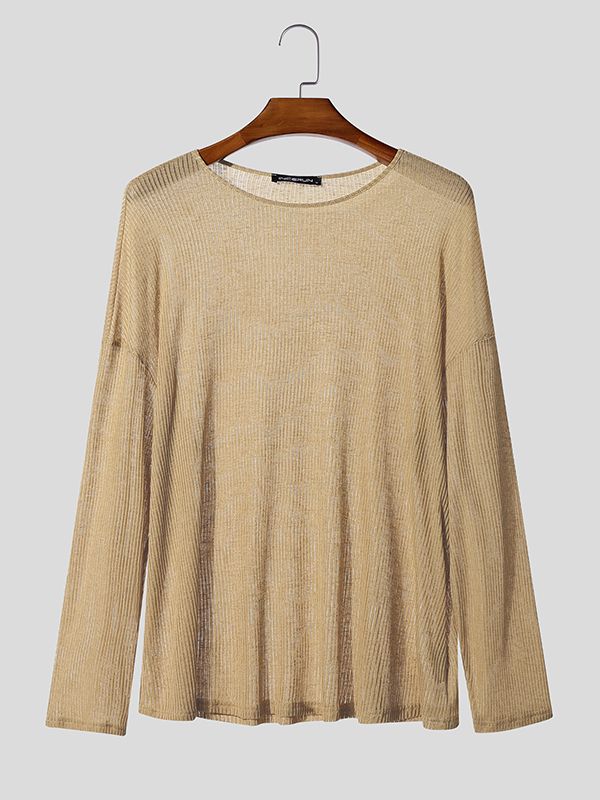 Men's Lazy Style Hollow Knit Long Sleeve T-Shirt SKUL38539