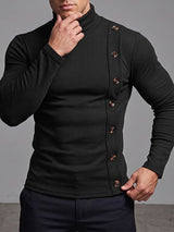 Mens Solid Color Textured Pullover Long Sleeve Sweater SKUK84482