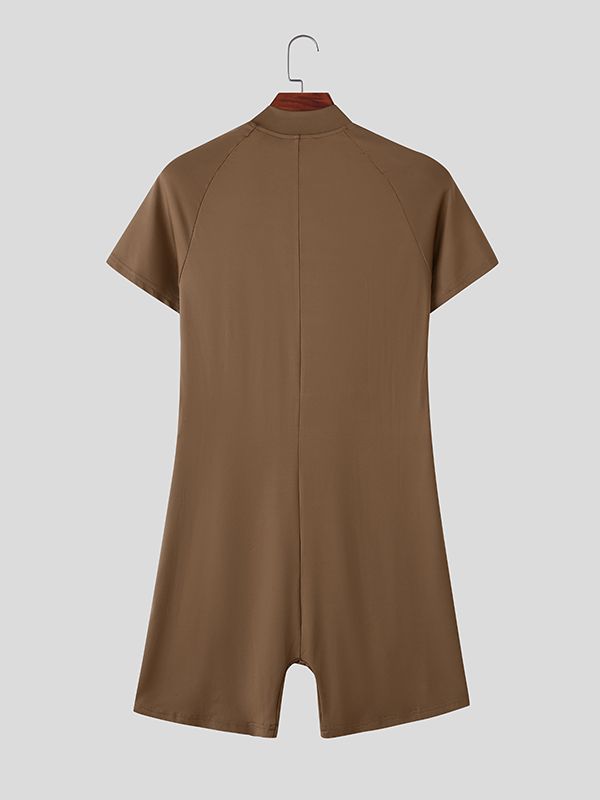 Men's Color Block Zip Bodysuit SKUL36637