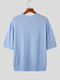Mens Solid Knit Split Short Sleeve T-Shirt SKUK09323