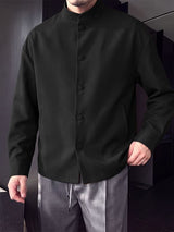 Men's Neo-Chinese Minimalist Mandarin Collar Button-Up Jacket SKUL79681