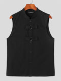 Mens Solid Stand Collar Chinese Style Vest SKUK14309