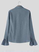 Men's Textured Flared Split Cuff Long Sleeve Shirt SKUL26978