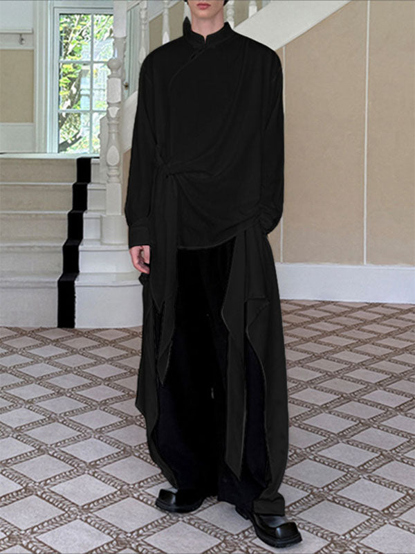 Men's Irregular Hem Long Sleeve Shirt SKUL29558