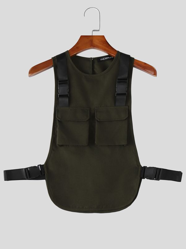 Men's Avant-Garde Deconstructed Tactical Harness Chest Rig Utility Waistcoat SKUL63094