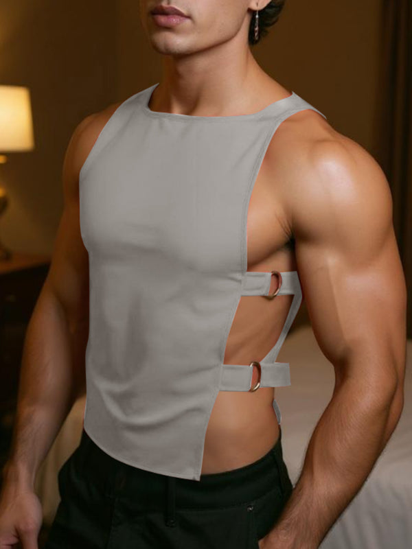 Men's Solid Color Side Hollow Casual Tank SKUL21020